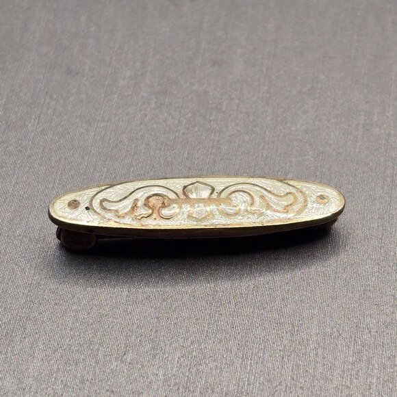 Antique Sterling Guilloche Registered Design Sash Pin/Brooch Signed RH 1906 Mini - Picture 2 of 8